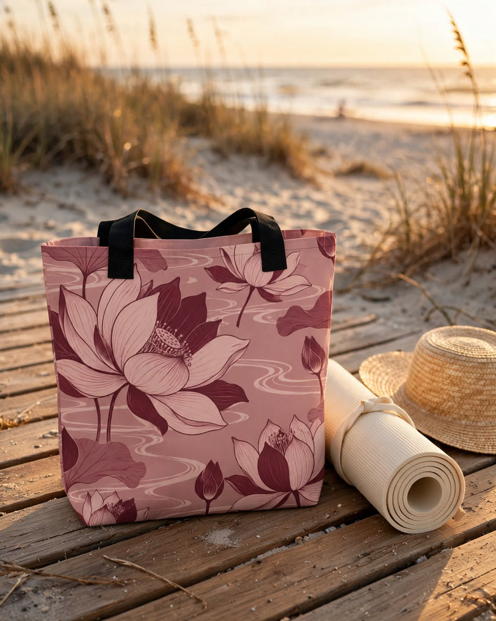 Lotus Bloom Tote Bag (15″ × 15″)