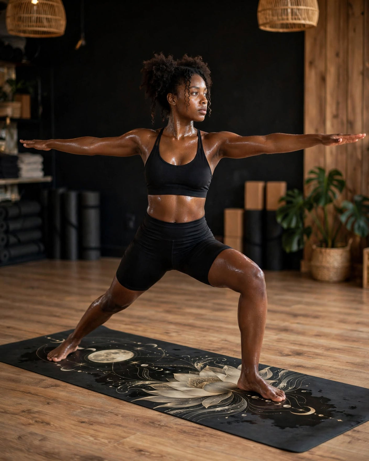 Hot Yoga Mat - Moonlit Lotus