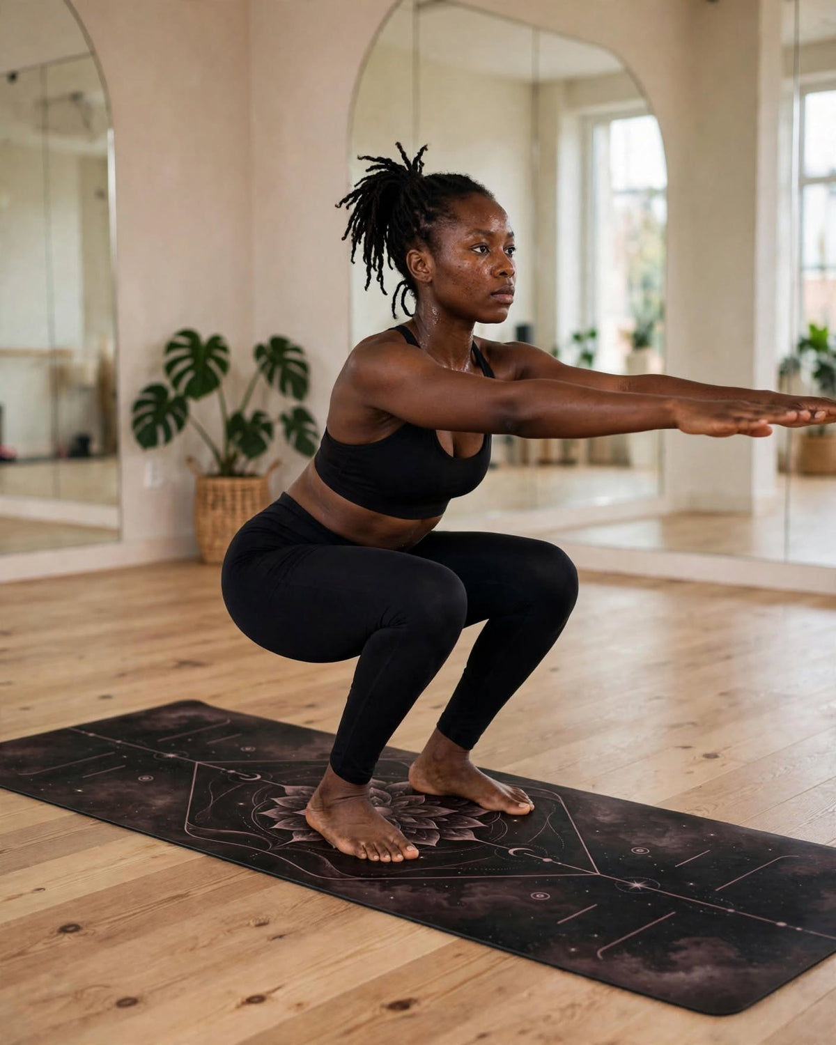 Hot Yoga Mat - Midnight Rose