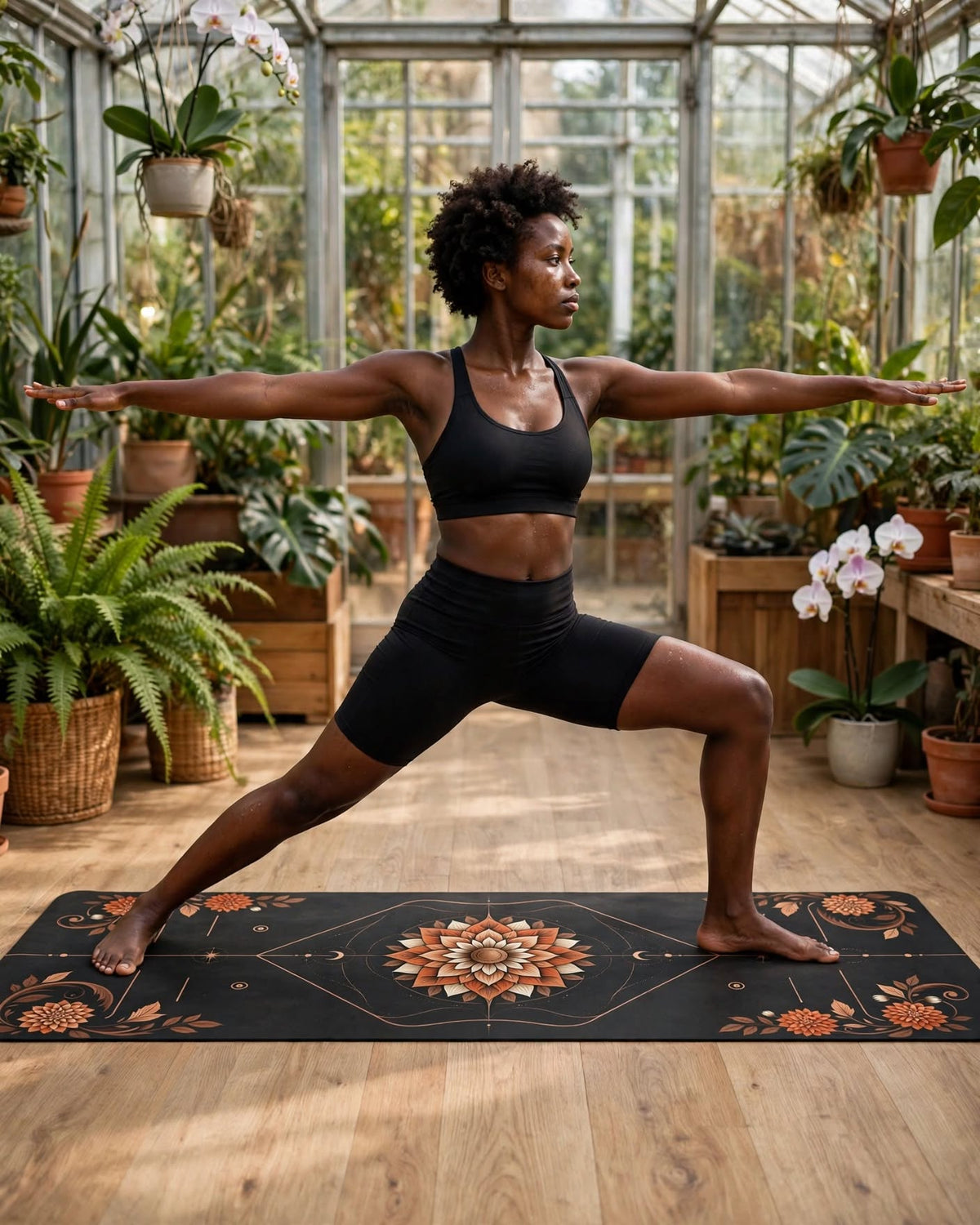 Hot Yoga Mat - Nightfall Blossom