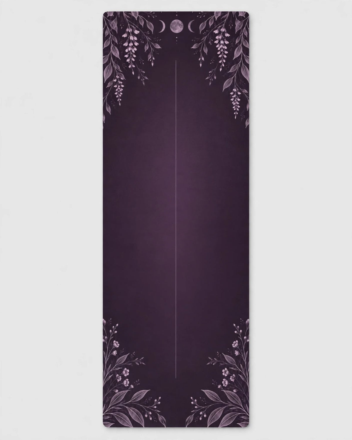 Hot Yoga Mat in Plum Wisteria design, best yoga mat for hot yoga, featuring rubber with microsuede top and anti-slip bottom.