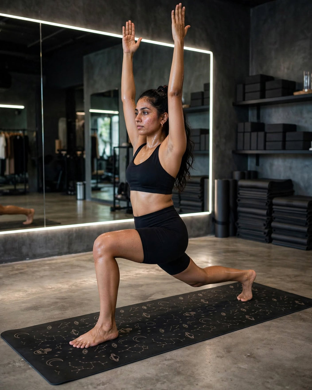 Best yoga mat for hot yoga non slip hot yoga mat in use during a yoga session with a person practicing.