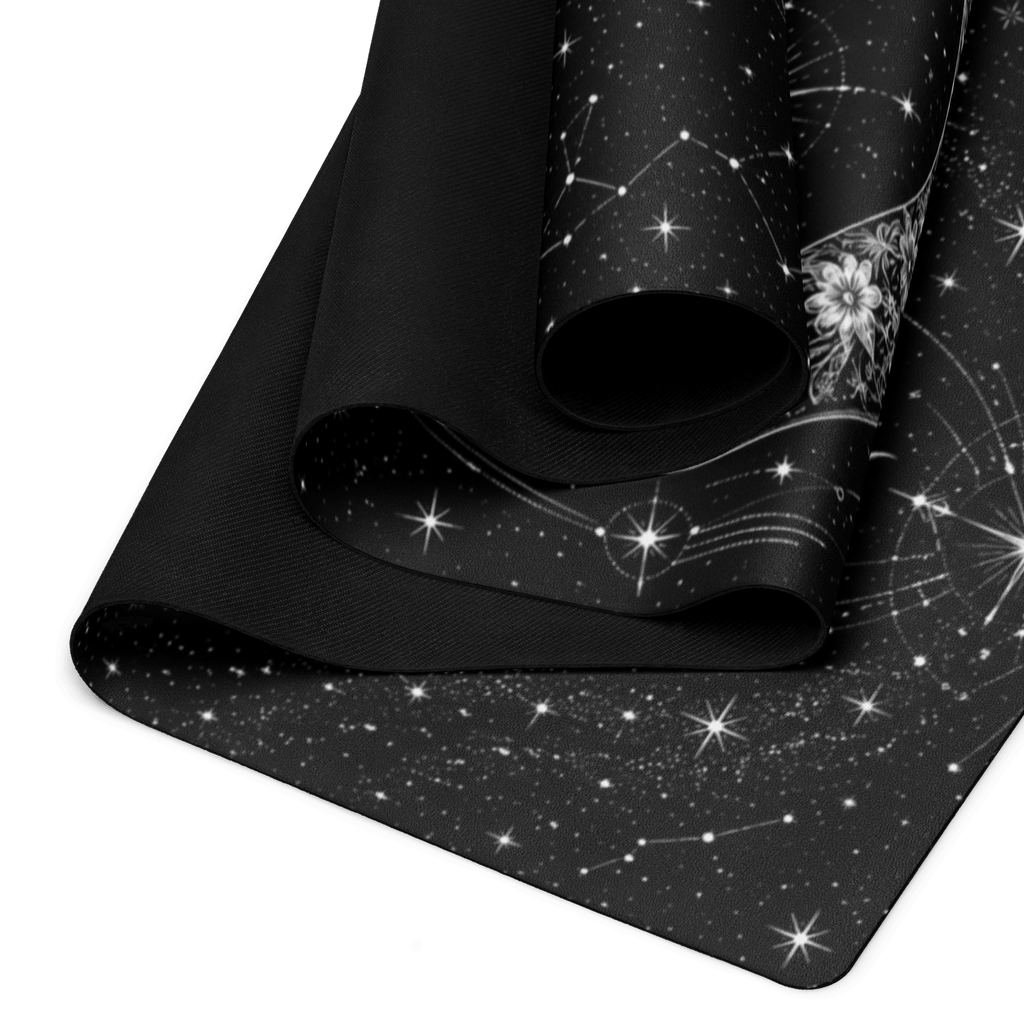 Hot Yoga Mat - Lunar Constellation | MIYRA® showcasing premium microfiber surface and anti-slip rubber base.