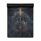 Hot Yoga Mat - Midnight Lotus | MIYRA® features a beautiful lotus design, ideal for towel-free hot yoga and intense workouts.
