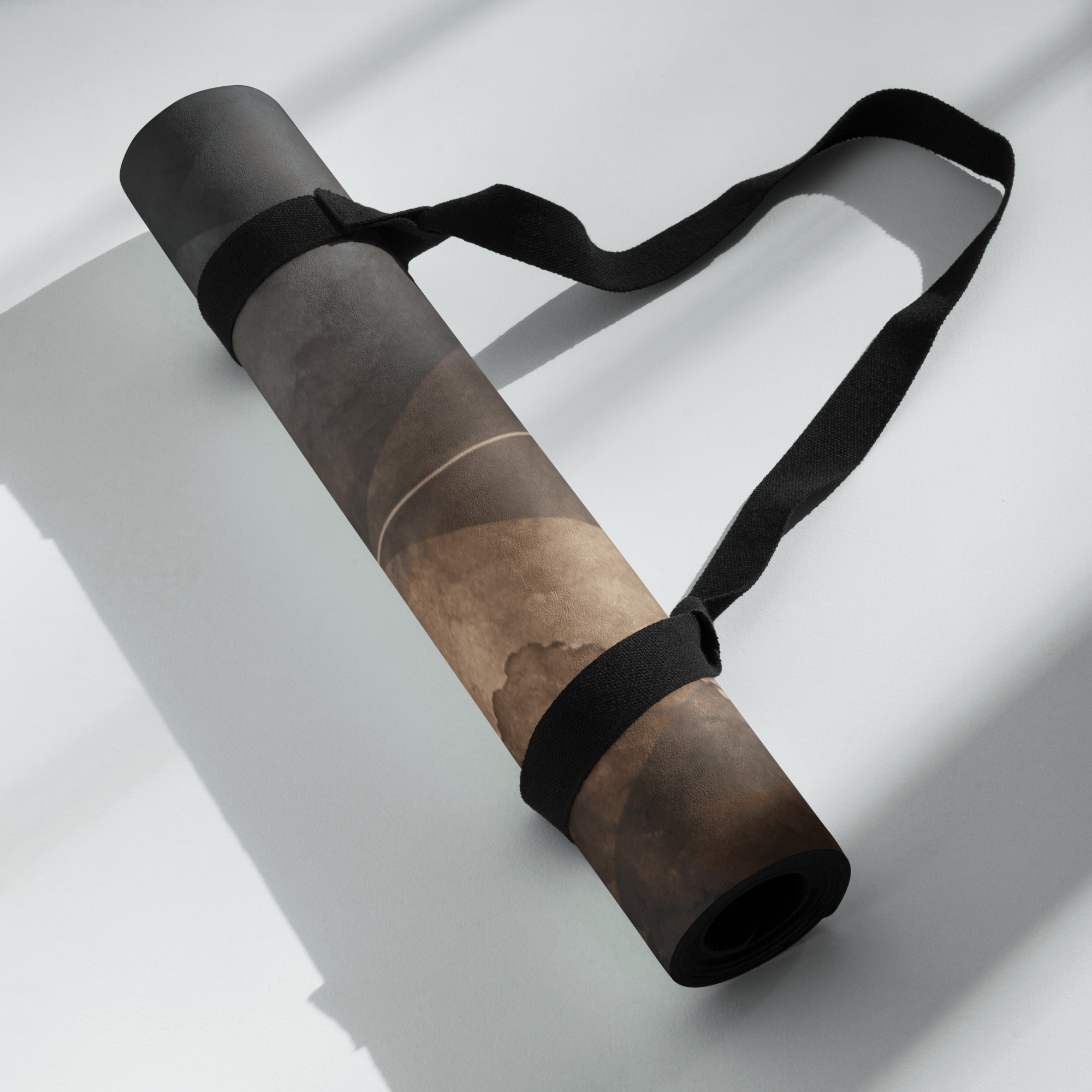 Hot Yoga Mat - Ashen Flow | MIYRA® rolled up with strap for easy carrying and convenience.