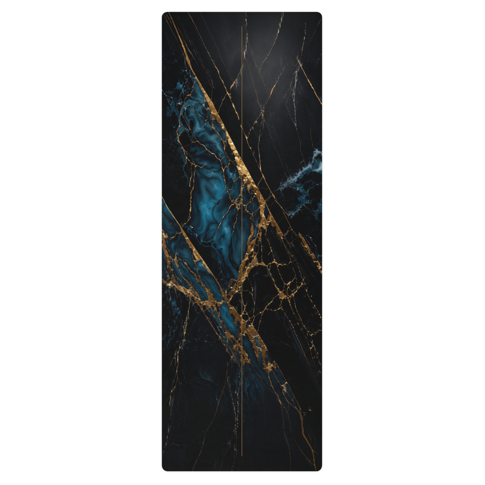 Hot Yoga Mat - Blue Ember | MIYRA® with elegant black and gold design, featuring stunning marbled patterns and vibrant colors.