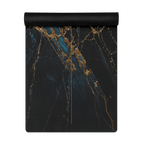 Hot Yoga Mat - Blue Ember | MIYRA® with elegant black, gold, and blue marble design for non-slip performance and stylish practice.