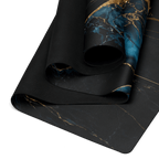 Hot Yoga Mat - Blue Ember | MIYRA® rolled up, showcasing the unique design with a marble pattern and anti-slip texture.