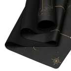 Hot Yoga Mat - Celestial Veil | MIYRA® featuring a sleek black design with a space motif, showcasing its premium microfiber surface.