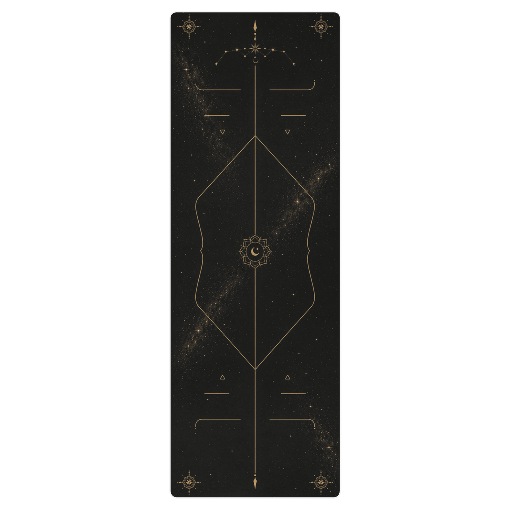 Hot Yoga Mat - Celestial Veil | MIYRA® with elegant celestial design, perfect for non-slip and towel-free hot yoga sessions.