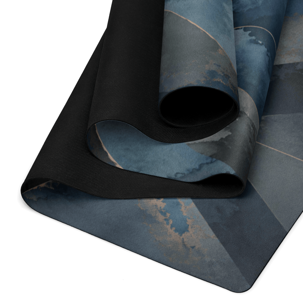 Hot Yoga Mat - Cobalt Veil | MIYRA® showcasing the microfiber surface and non-slip rubber base for towel-free hot yoga.