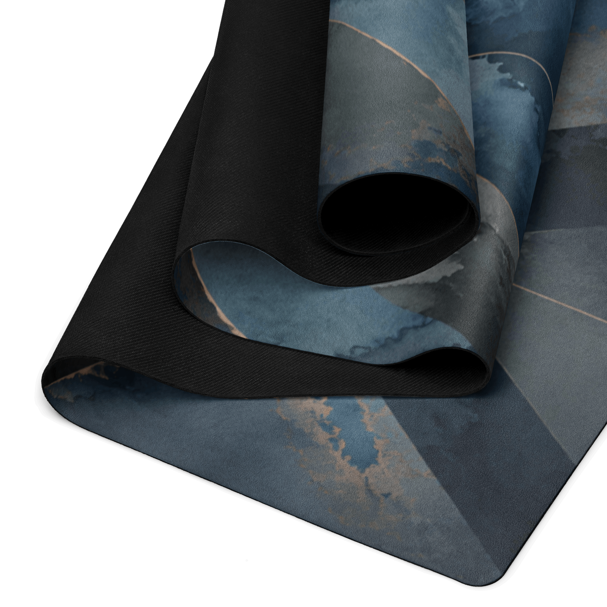 Hot Yoga Mat - Cobalt Veil | MIYRA® showcasing the microfiber surface and non-slip rubber base for towel-free hot yoga.