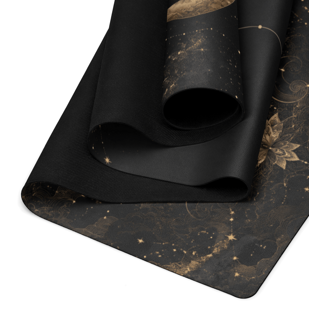 Hot Yoga Mat - Cosmic Stillness | MIYRA® showing the stunning design with natural rubber base and soft microsuede surface.