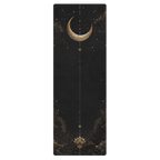 Hot Yoga Mat - Cosmic Stillness | MIYRA® features a celestial design with a crescent moon and lotus, perfect for towel-free hot yoga.