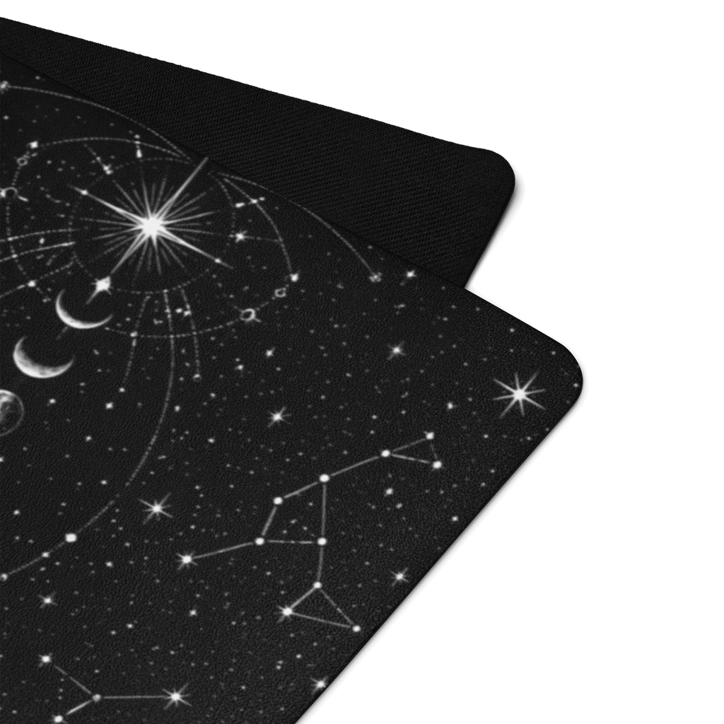 Close-up of the design on the Hot Yoga Mat - Lunar Constellation | MIYRA®, featuring celestial patterns for stylish workouts.