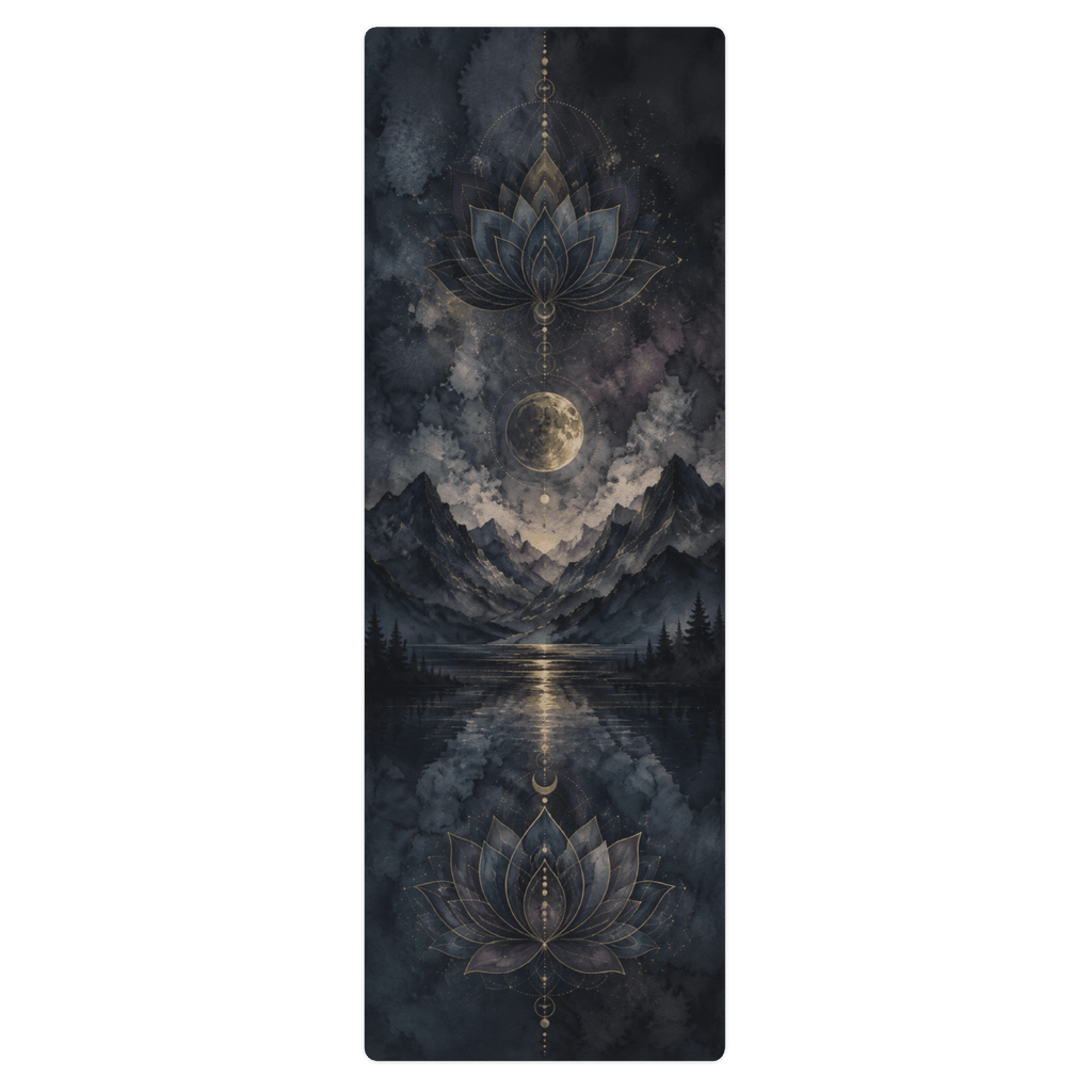 Hot Yoga Mat - Midnight Lotus | MIYRA® with stunning lotus designs and celestial scenery, perfect for non-slip hot yoga.