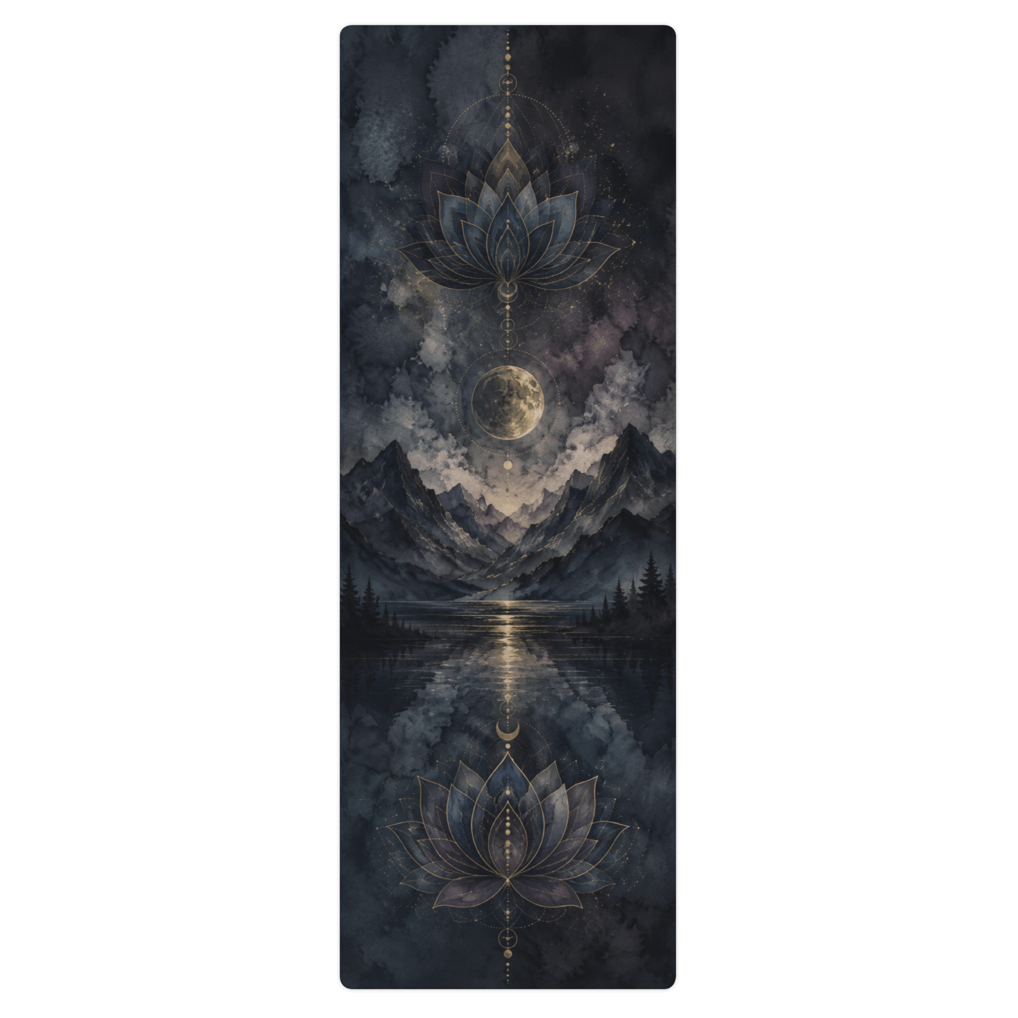 Hot Yoga Mat - Midnight Lotus | MIYRA® with stunning lotus designs and celestial scenery, perfect for non-slip hot yoga.
