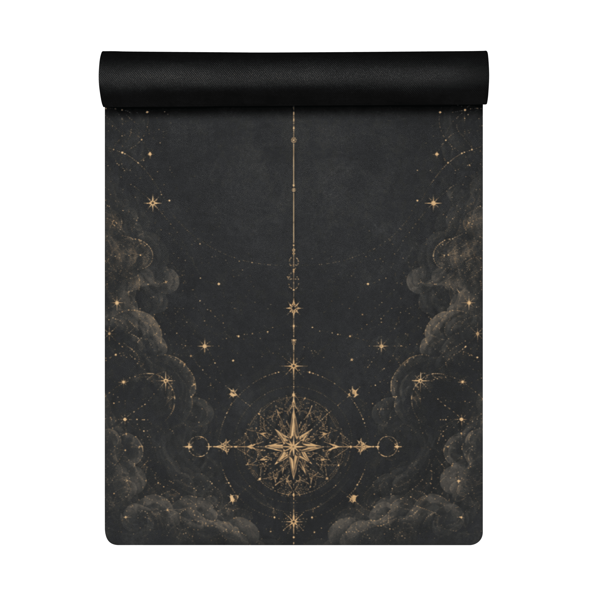 Hot Yoga Mat -Nocturnal Flow | MIYRA® features an intricate celestial design on a non-slip surface for yoga and meditation.