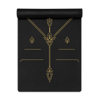 Hot Yoga Mat - Noir Temple | MIYRA® with elegant gold design, featuring sweat-activated grip and non-slip performance.