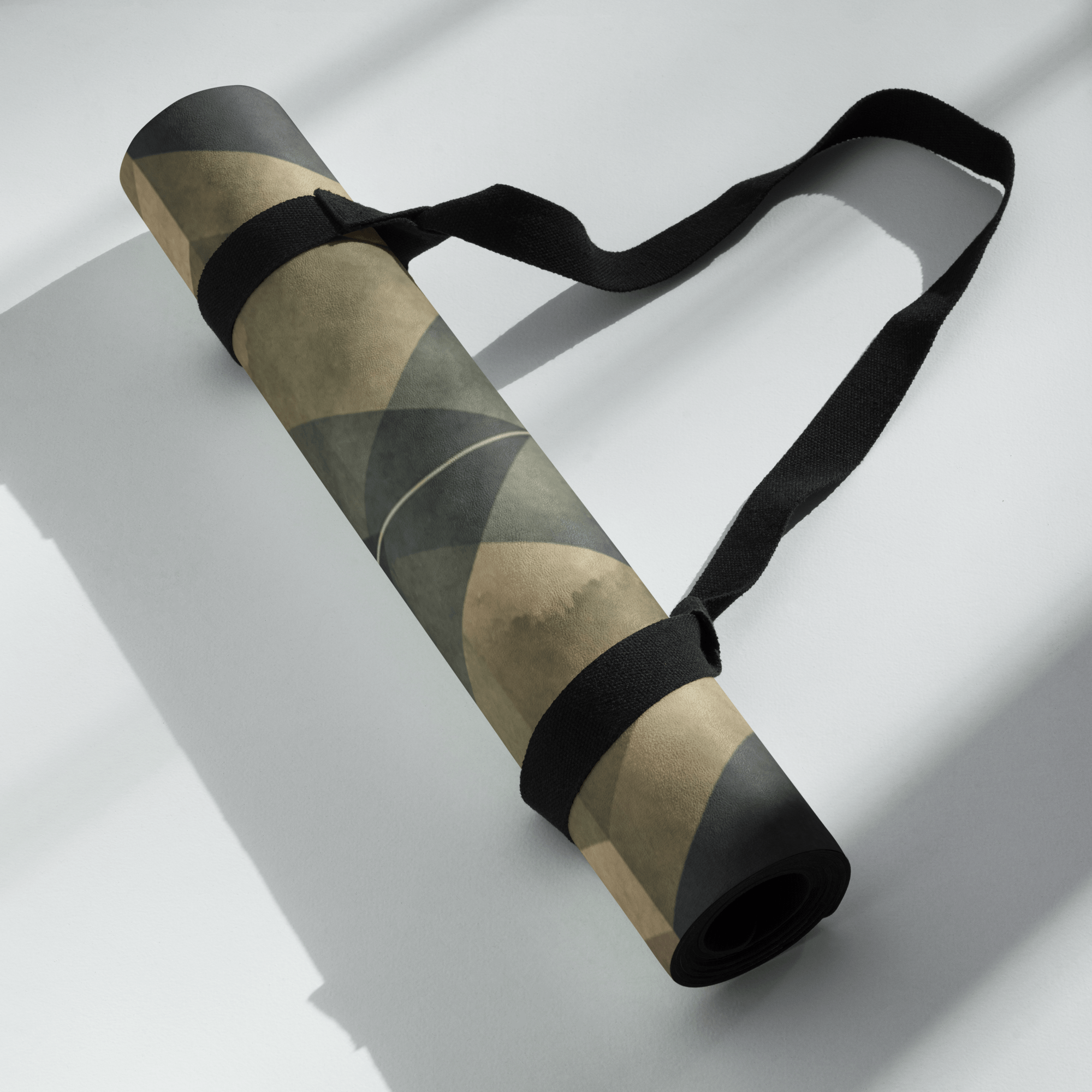 Hot Yoga Mat - Obsidian Prism | MIYRA® rolled up with a strap, showcasing premium design and natural rubber base for non-slip performance.