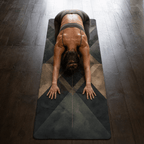 Practicing yoga on the Hot Yoga Mat - Obsidian Prism | MIYRA®, featuring a sweat-activated grip and non-slip performance.