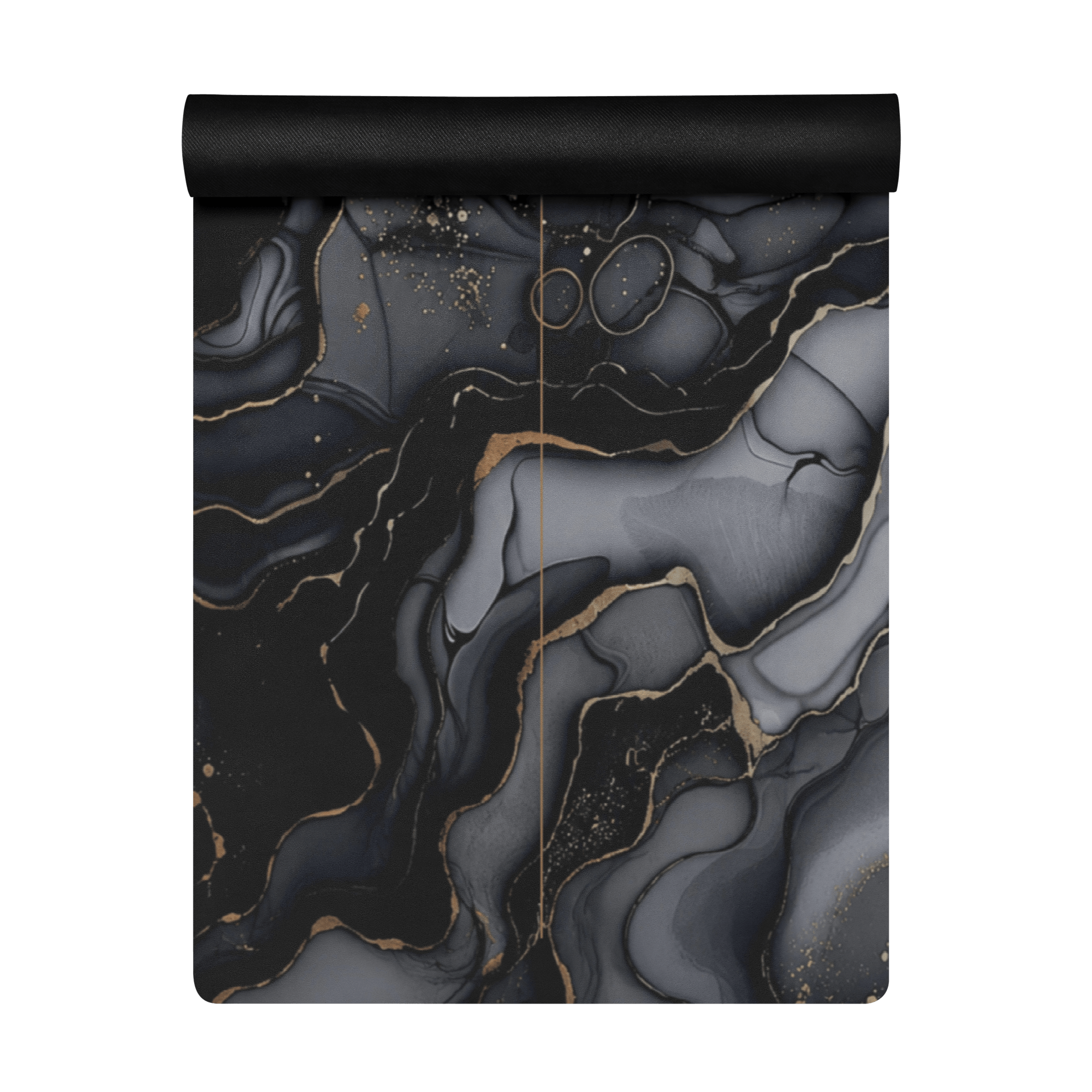 Hot Yoga Mat - Onyx Flow | MIYRA® with a stylish black and grey marbled design, perfect for non-slip performance during hot yoga.