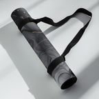 Hot Yoga Mat - Onyx Flow | MIYRA® rolled with strap, showcasing its stylish design for towel-free hot yoga.
