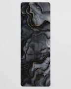 Hot Yoga Mat | Onyx Flow featuring a sleek black and gold marbled design, perfect for hot yoga sessions.