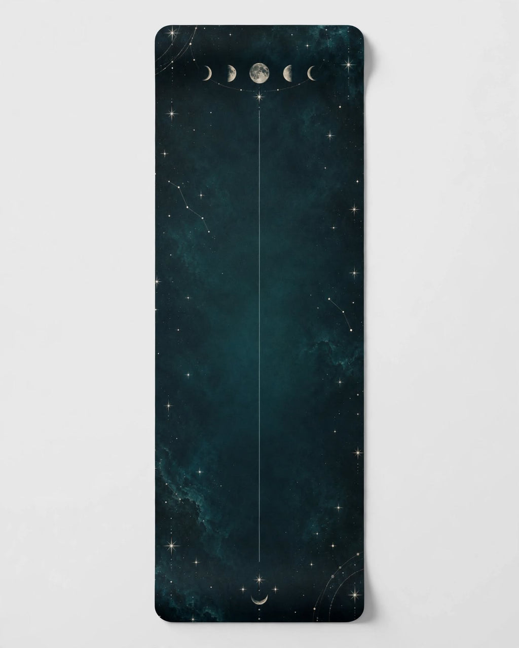 Hot Yoga Mat - Teal Lunar Phases, the Best Yoga Mat For Hot Yoga with non-slip surface for heated sessions.