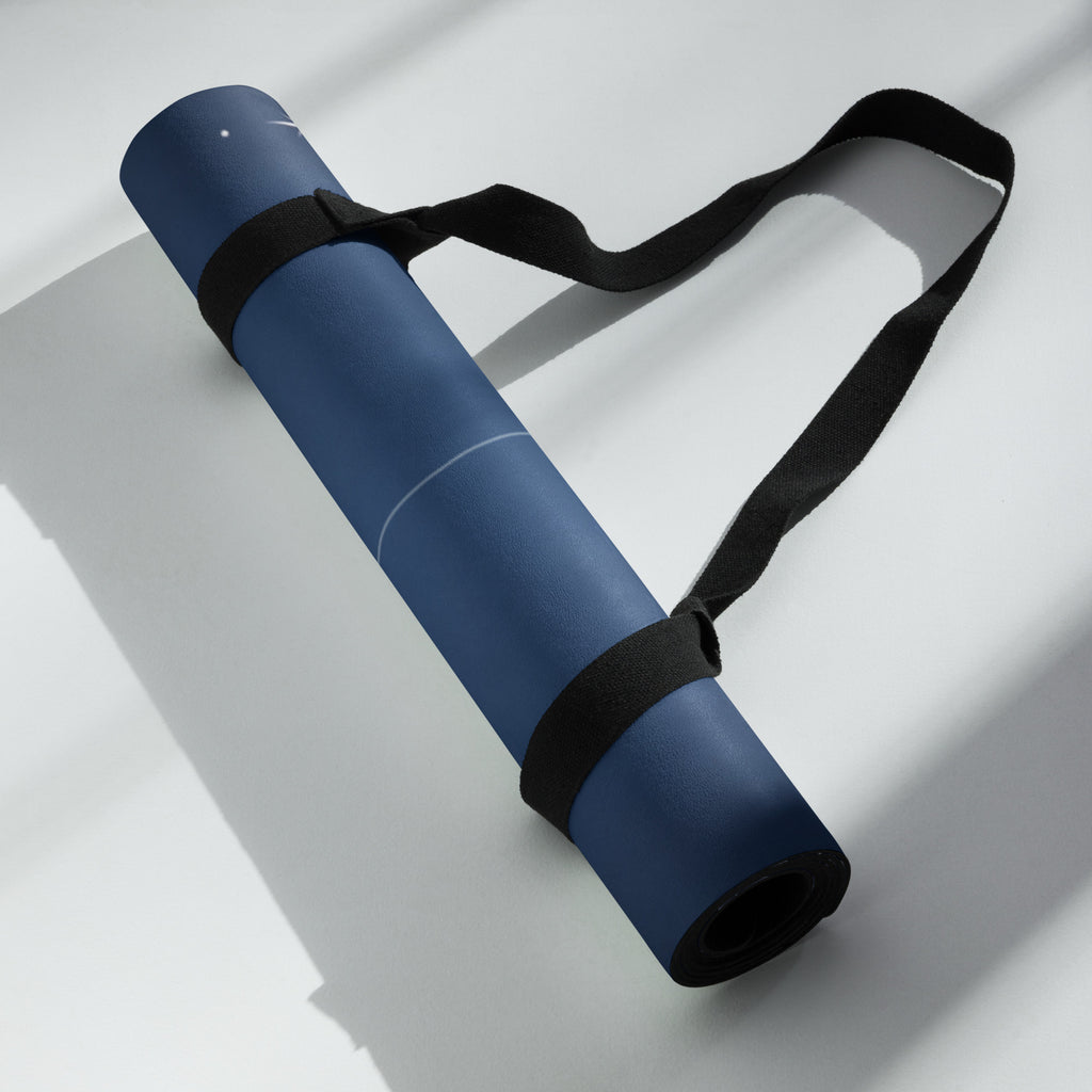 Hot Yoga Mat - Midnight Laurel, the Best Yoga Mat For Hot Yoga rolled up with a carrying strap.