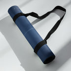 Hot Yoga Mat - Midnight Laurel, the Best Yoga Mat For Hot Yoga rolled up with a carrying strap.